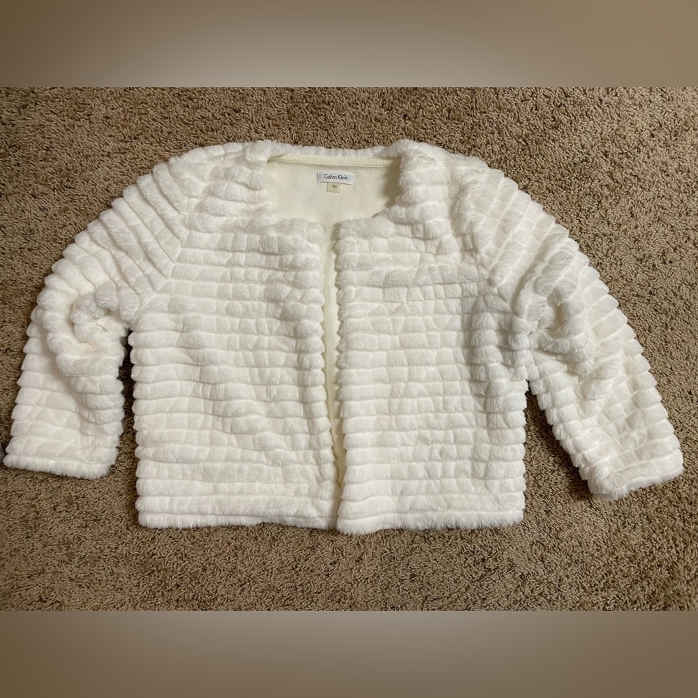 Calvin Klein Women's White Faux Fur Jacket